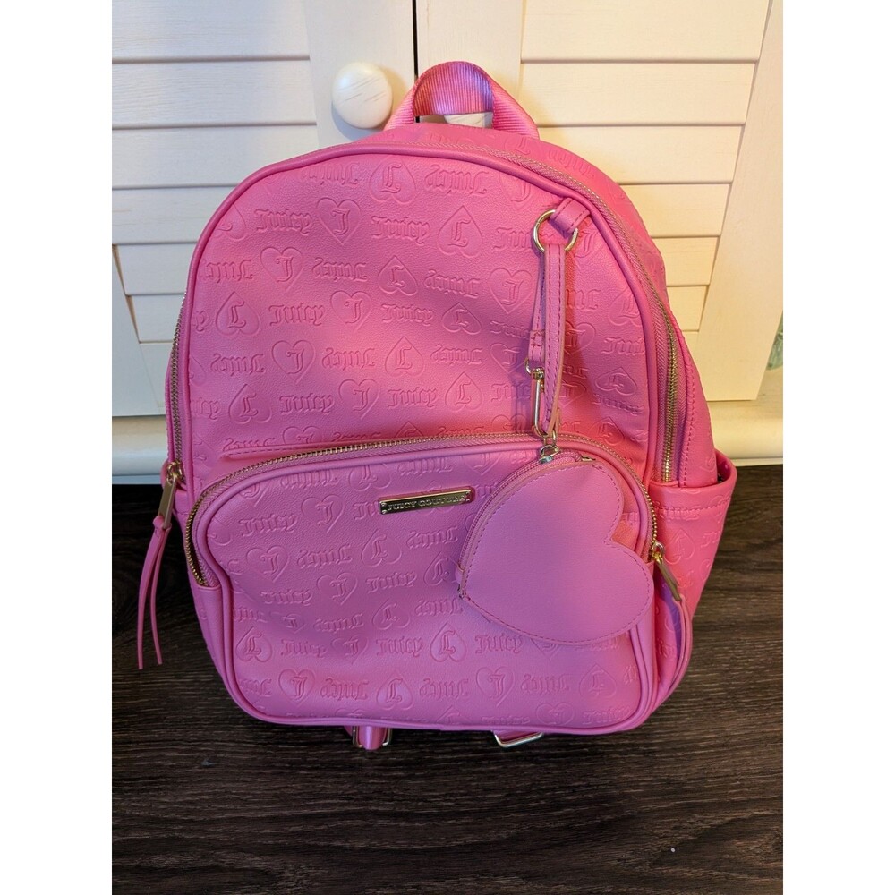 Juicy Couture Pink Backpack w/ Attached Heart Shaped Wallet